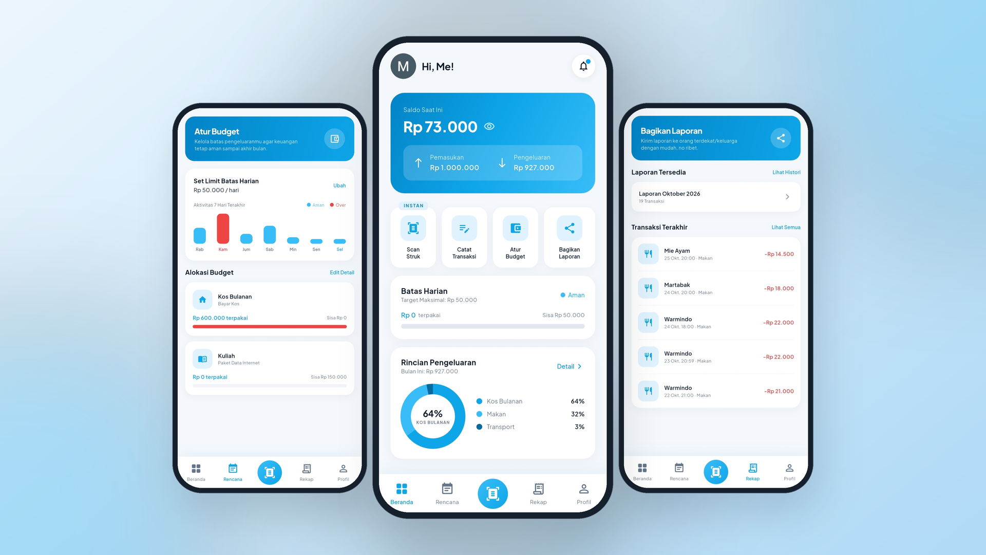 Budget ON app screens